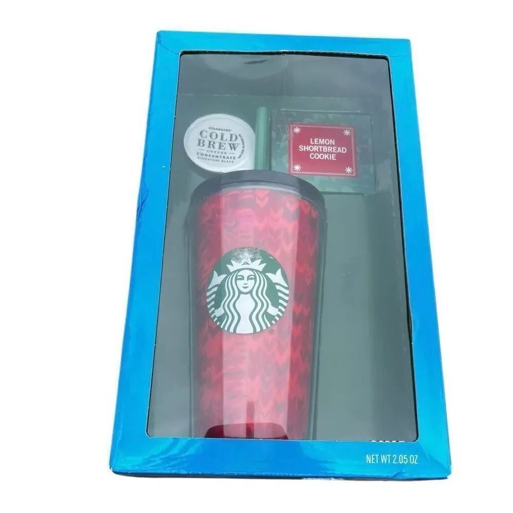 Starbucks 16oz Coffee Cup Tumbler Fa La La Gift Set Cold Brew collector tumbler